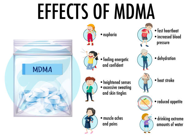 ilustrações de stock, clip art, desenhos animados e ícones de effects of mdma (ecstasy) infographic - ecstasy