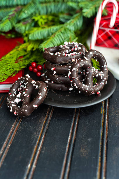istock Chocolate Covered Pretzels with Crushed Peppermint Sprinkles 1293682792