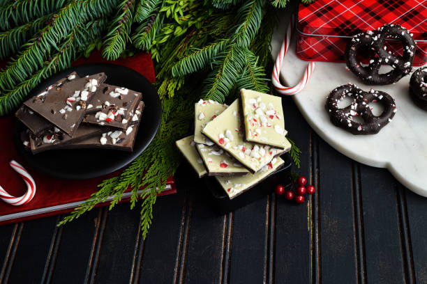istock Peppermint Bark Board with Chocolate Covered Pretzels 1293682824