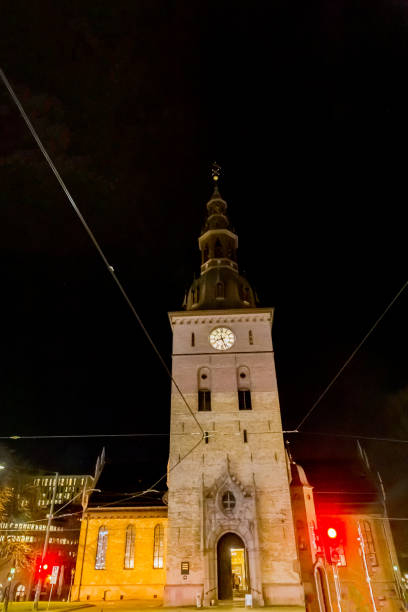 istock oslo cathedral at night, norway 1293683453