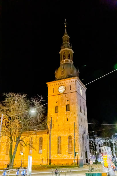istock oslo cathedral at night, norway 1293683455