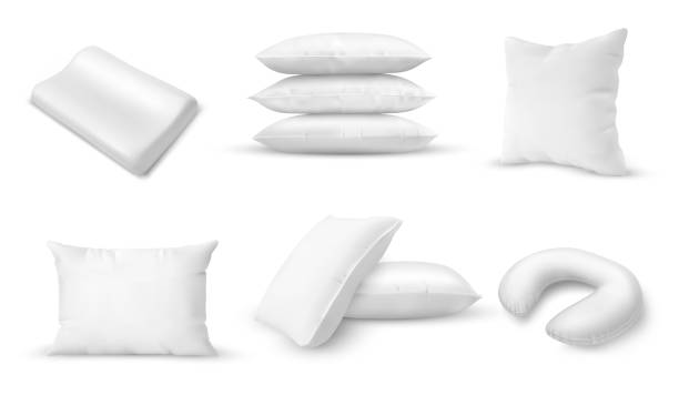 illustrations, cliparts, dessins animés et icônes de oreillers blancs de différentes formes. coussins blancs - pillow