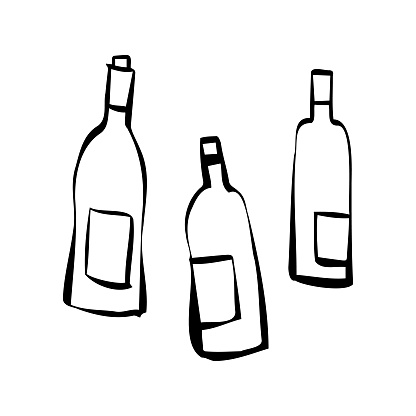 Vector illustration of a collection of wine bottles. Cut out design elements.