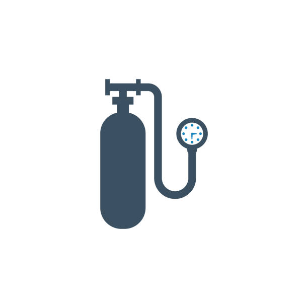 Oxygen tank icon vector from theraphy collection. Thin line oxygen tank outline icon vector illustration. stock illustratio This icon use mobile app and website oxygen cylinder stock illustrations