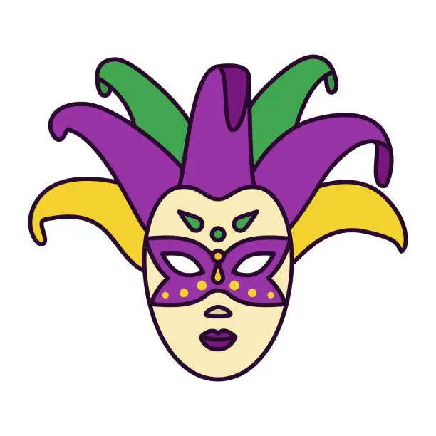 Vector illustration of Venetian mask for Mardi Gras. Isolated single symbol on white background