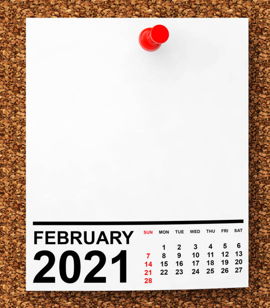 istock Calendar February 2021 on Blank Note Paper. 3d Rendering 1293700049