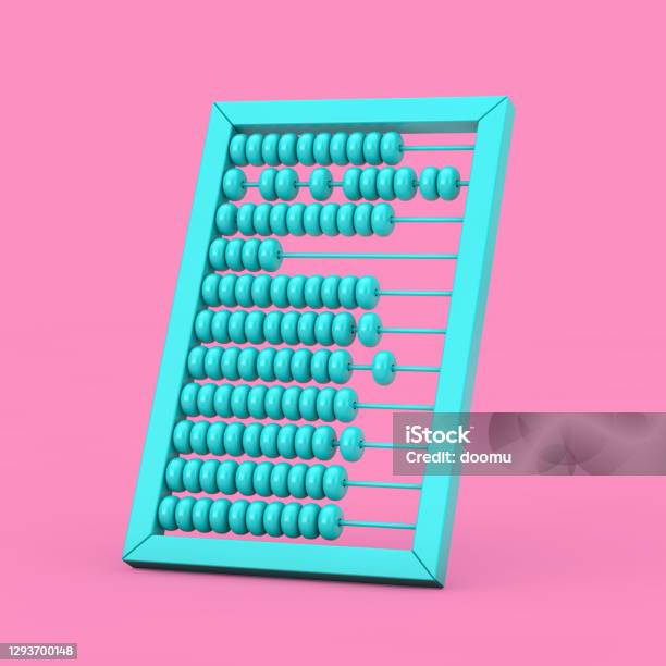 Blue Vintage Wooden Abacus Mockup In Duotone Style 3d Rendering Stock Photo - Download Image Now