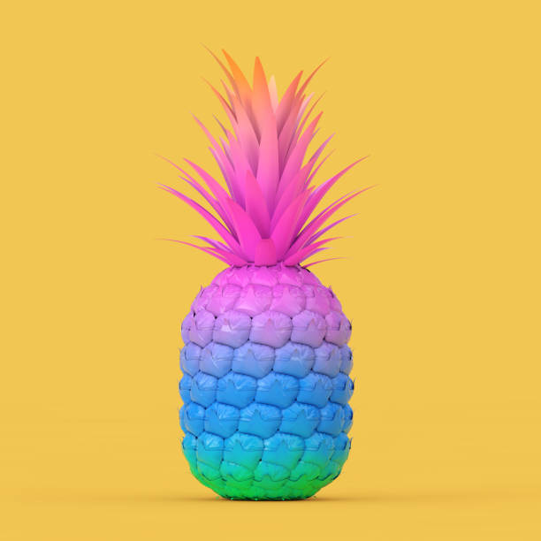 istock Vibrant Gradient Trendy Fresh Ripe Tropical Healthy Nutrition Pineapple Fruit. 3d Rendering 1293700150