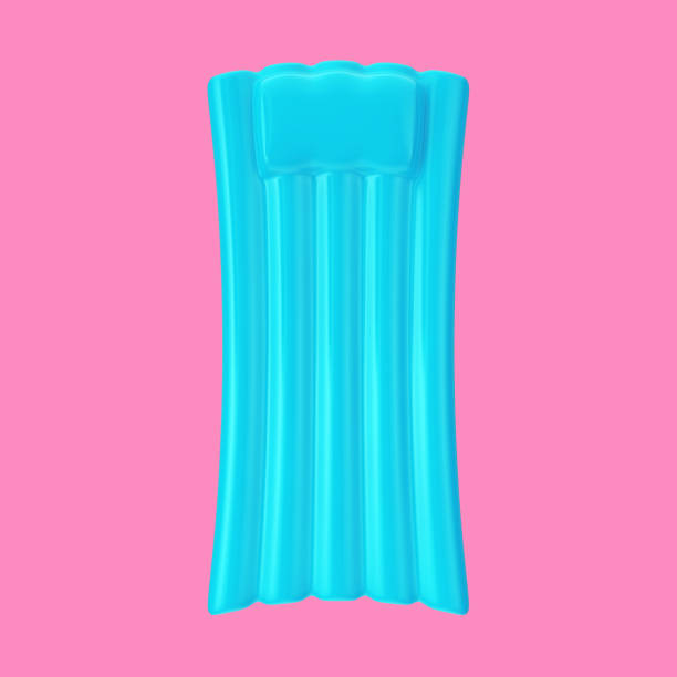 istock Blue Air Pool Matress Water Couch Bed in Duotone Style. 3d Rendering 1293700161