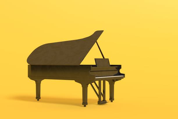 istock 3D Wooden Grand Piano On Yellow Background 1293700892