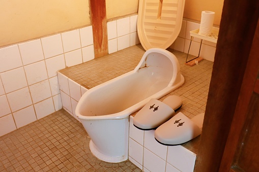 Japanese style toilet. Showa toilet without flushing.
