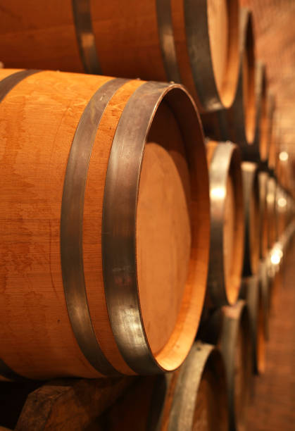 istock Wine barrels in wine-vaults in order 1293713434