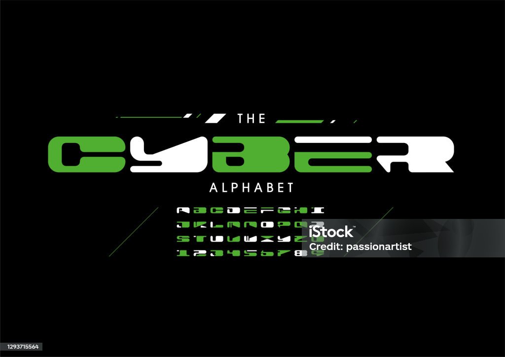 Cybercab Lettering Cyber Alphabet Stock Illustration - Download Image Now - Abstract ...