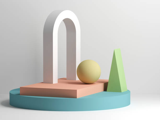 istock Abstract still life installation with white arch, 3 d 1293717579