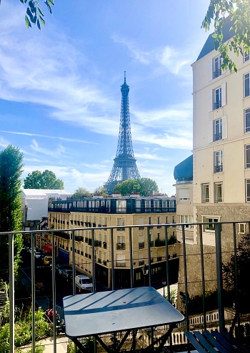 Paris skyline in summer