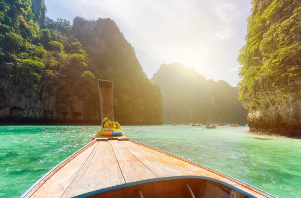 istock Long-tail boat on tropical sea Thailand 1293729648
