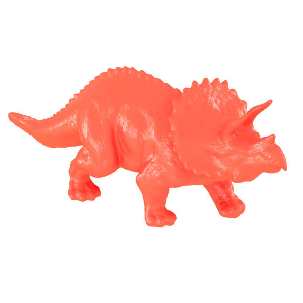 istock Plastic red Triceratops dinosaur toy on isolated background. 3d rendering 1293735404