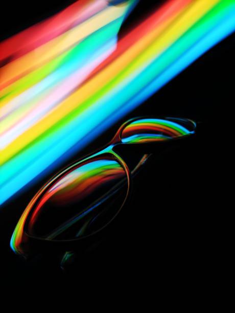 istock Colorful Sunglasses in rainbow colors light trail pattern 1293736895