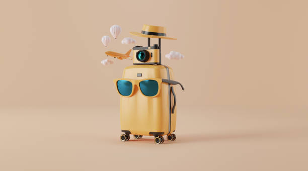 Traveling suitcase with travel accessories.