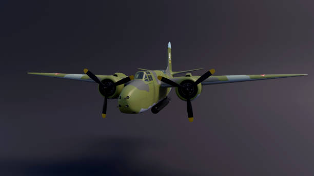 istock 3D illustration. American bomber-torpedo plane A-20 Havoc DB-7 with emblems of the Soviet army 1293742342