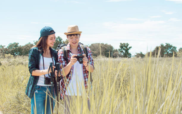 istock A couple with backpack is hiking 1293743548
