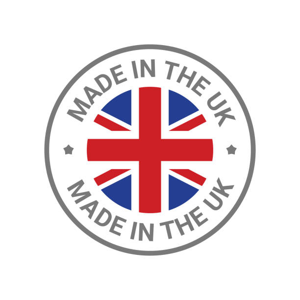 ilustraciones, imágenes clip art, dibujos animados e iconos de stock de hecho en el logotipo de la bandera de gran bretaña del reino unido. etiqueta engomada de la marca inglesa hecha en el sello vectorial de gran bretaña - montar