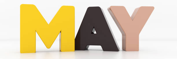 istock May calendar month - letters in multicolor palette, 3d render illustration 1293745701