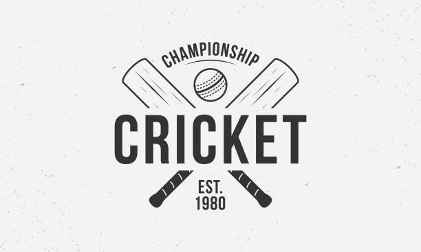 Cricket championship logo, poster for sport event. Trendy cricket logo template with crossed cricket bats and ball. Vector illustration Vector illustration batsman stock illustrations