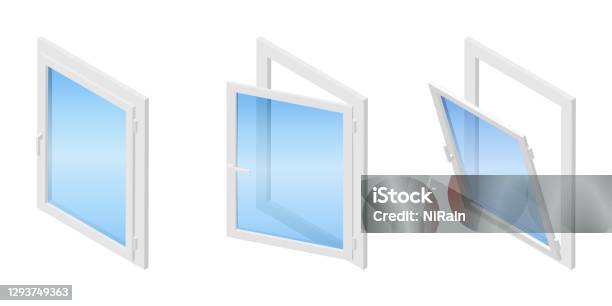 Isometric Vector Window Isometric Vector Illustration Plastic Windows Isolated On White ...