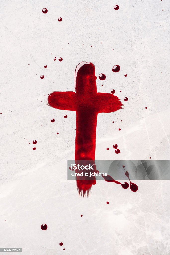 Christian Cross Painted With Red Blood On Stone Background Copy Space Good  Friday Passion Crucifixion Of Jesus Christ Christian Easter Holiday  Crucifix Gospel Salvation Concept Stock Photo - Download Image Now - iStock