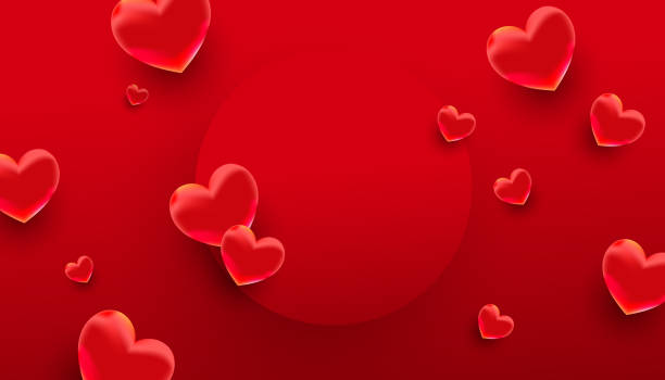 istock Valentines Day greeting card frame on red background. Horizontal poster, flyer, greeting card, header for website 1293750502