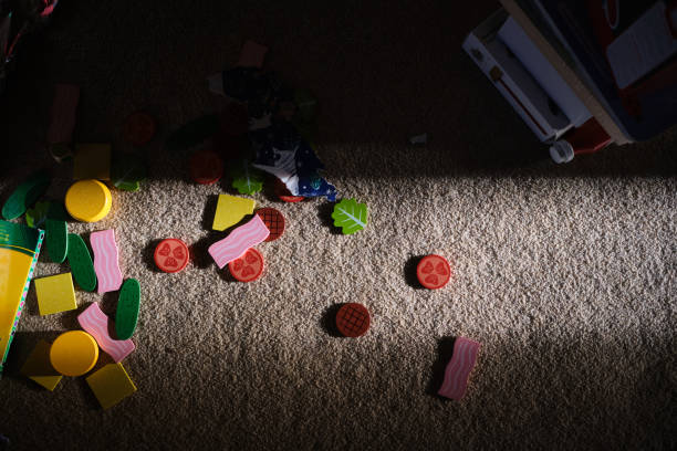 Stuffed animal in light and shadow.