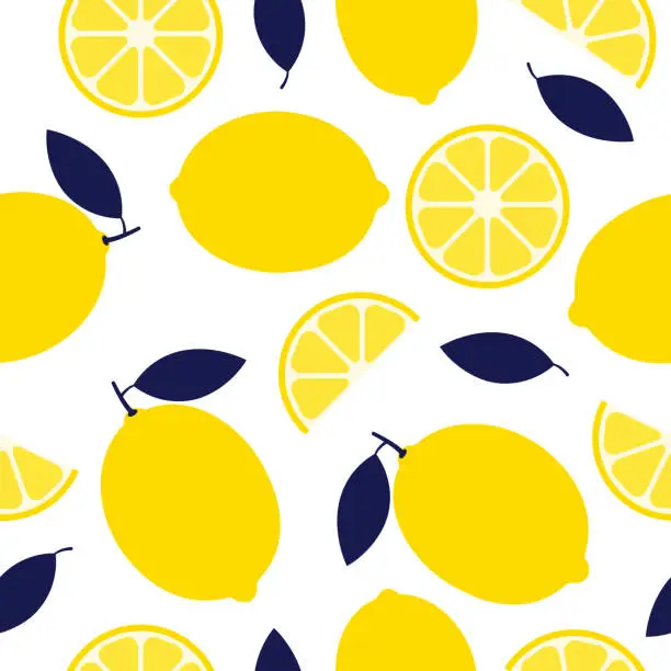 Vector illustration of Lemon seamless pattern background.