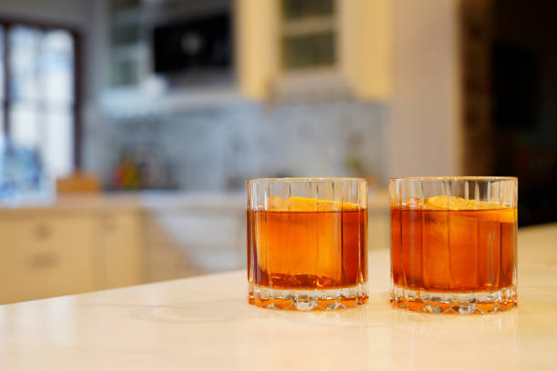 istock Manhattan cocktail with a lemon twist 1293757397