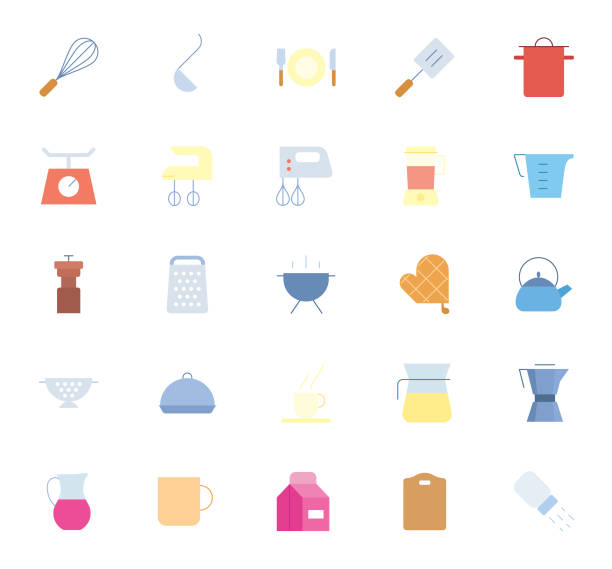 Kitchen Set Icons vector art illustration