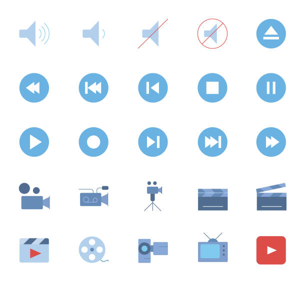 Audiovisual Icons Set vector art illustration