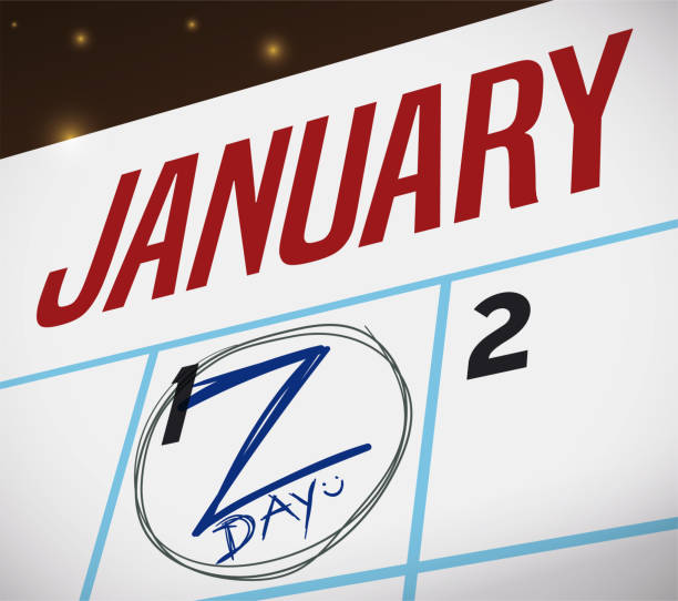 Calendar Reminding at you to Celebrate Z Day on January Calendar view with reminder handwritten sign for Z Day: January 1. zee stock illustrations