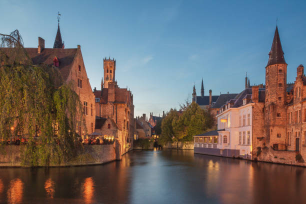 Bruges, Belgium Bruges, Belgium on a cool November evening after sunset. screen saver photos stock pictures, royalty-free photos & images