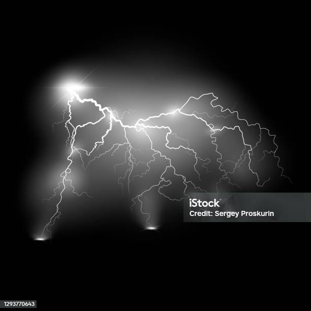 Lightning Coliding Lightning Lightning Lightning Collision Powerful Electrical Explosion ...