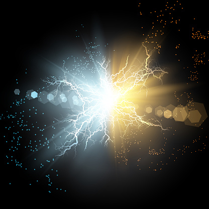 Lightning Coliding Lightning Lightning Lightning Collision Powerful Electrical Explosion ...