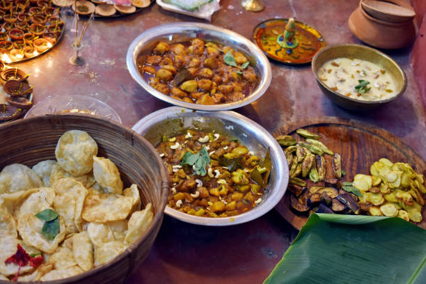 istock The hindu puja rituals feast platter (puja prasad, puja bhog) 1293776406