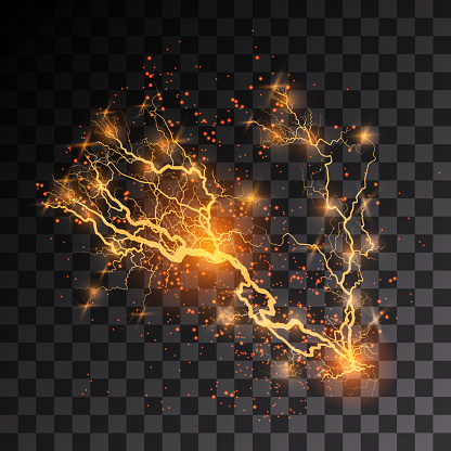 Lightning Coliding Lightning Lightning Lightning Collision Powerful Electrical Explosion ...