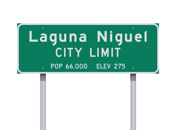 Laguna Niguel City Limit road sign Vector illustration of the Laguna Niguel City Limit green road sign on metallic posts laguna niguel stock illustrations
