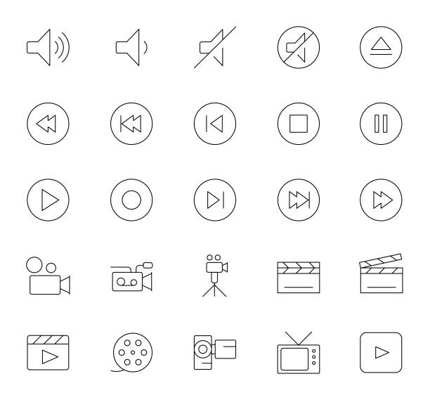 Audiovisual Icons Set vector art illustration