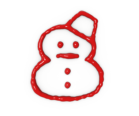 Snowman dripping blood on white background