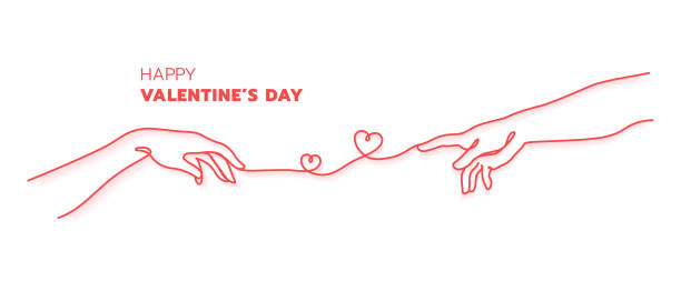 アダムレッドスレッドコンセプトベクトルイラストの両手でハッピーバレンタインデー - love red symbol valentines day点のイラスト素材／クリップアート素材／マンガ素材／アイコン素材