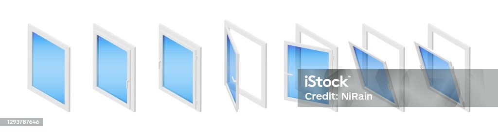 Isometric Vector Window Isometric Vector Illustration Plastic Windows Isolated On White ...
