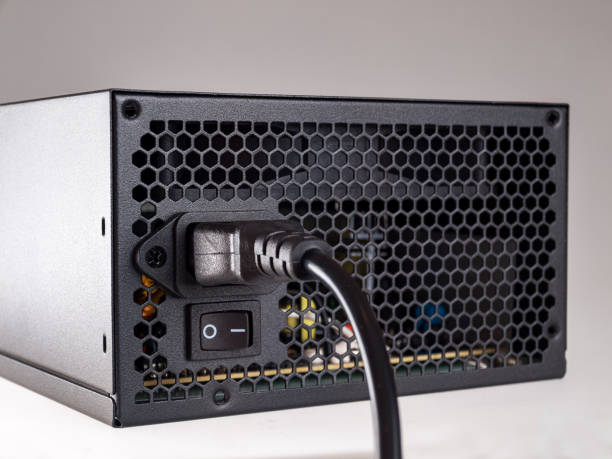 istock Computer part for system unit assembly, power supply for computer close-up, choice of quiet silent reliable power 1293787773