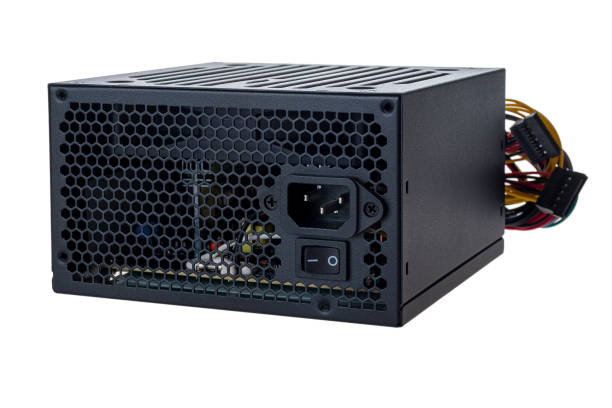 istock Computer part for system unit assembly, power supply for computer close-up, choice of quiet silent reliable power 1293787805
