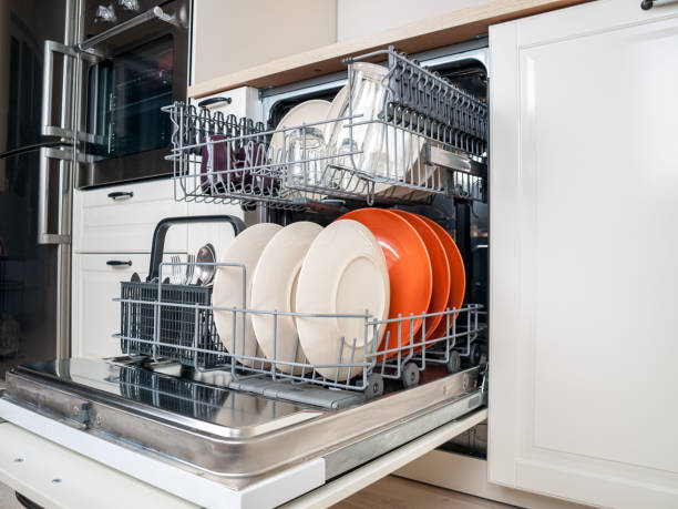 istock dishwasher close-up with washed dishes, easy to use and save water, eco-friendly, built-in kitchen dish washing machine 1293793189
